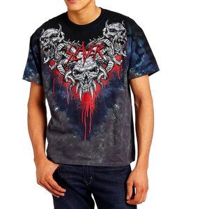 Slayer Hell Awaits Tie Dye Liquid Blue metal rock Official T-Shirt 2XL XXL NWT